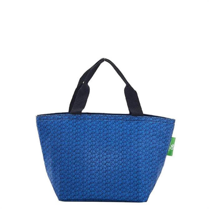 Eco Chic Lightweight Foldable Navy Disrupted Cubes Lunch Bag
